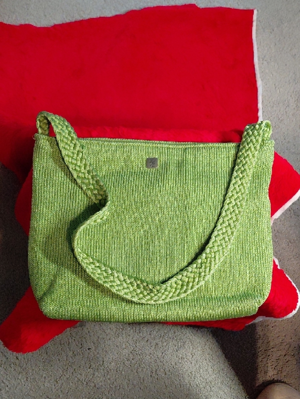 Lina Lime Woven Shoulder Bag with Braided Straps